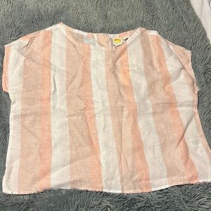 Pink and white linen shirt c&c size small